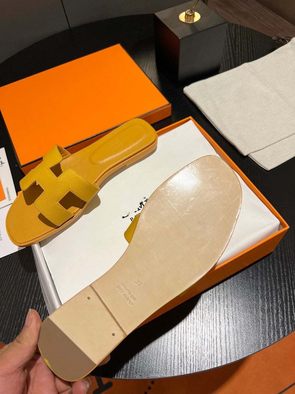 HERMES 0RAN SANDAL Leather Medallion
