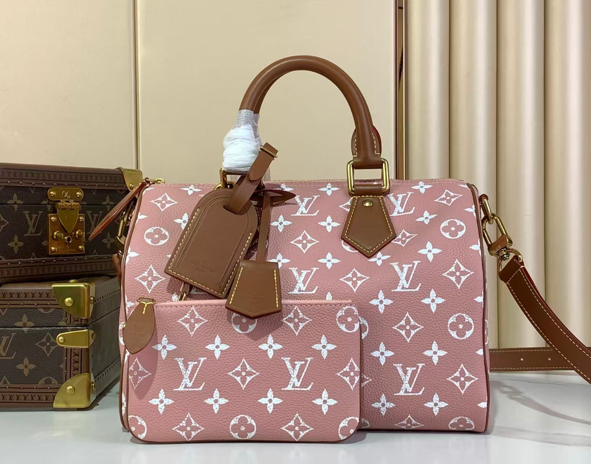 Louis Vuitton    M14064 Nude Pink & Brown Monogram Leather Handbag 30