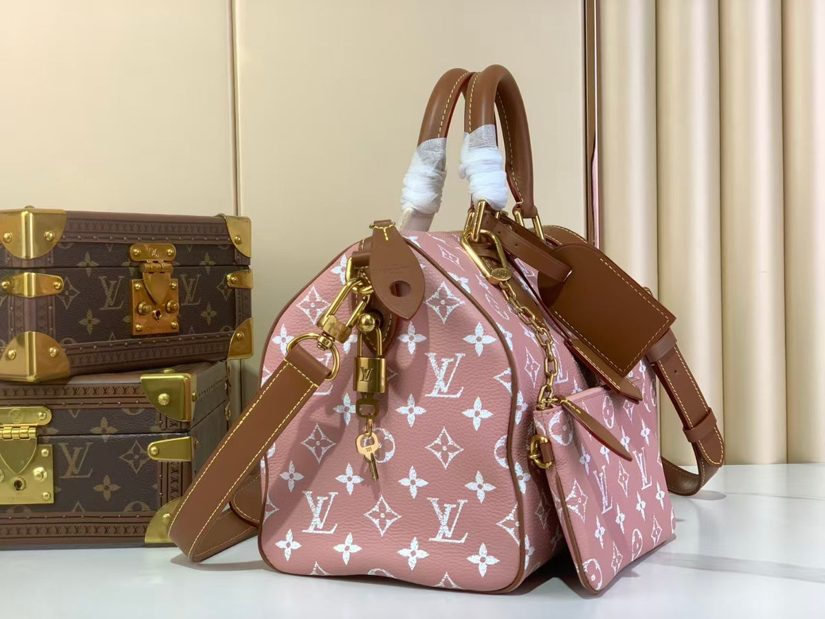 Louis Vuitton    M14064 Nude Pink & Brown Monogram Leather Handbag 30