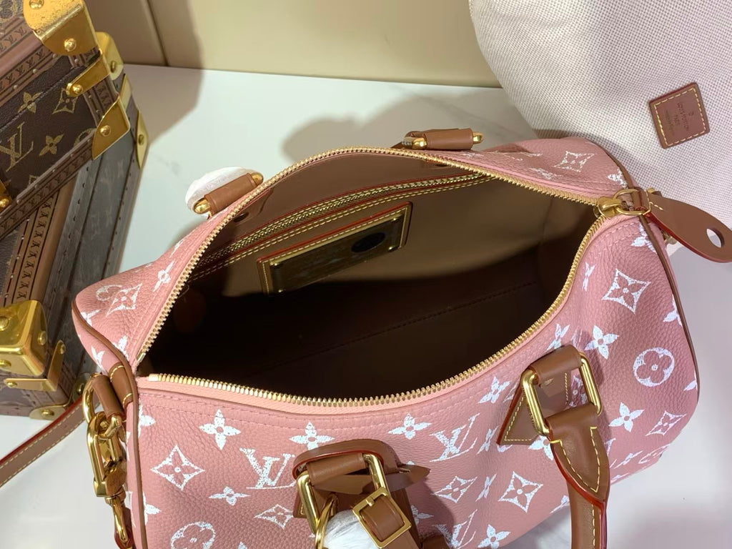 Louis Vuitton    M14064 Nude Pink & Brown Monogram Leather Handbag 30