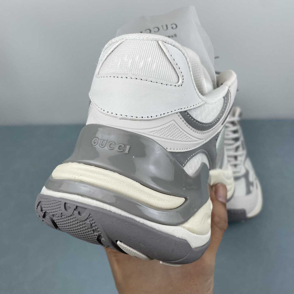 Gucci  White & Grey Chunky Lace-Up Sneakers
