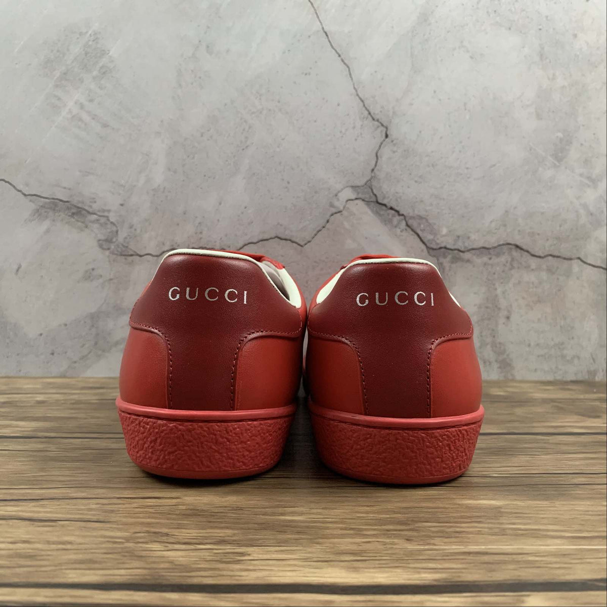 Gucci Red Low-Top Lace-Up Sneakers