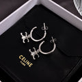 Silver Hoop Earrings with Charm Pendant