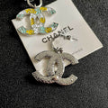 Chanel Multicolor Logo-Shaped Drop Earrings