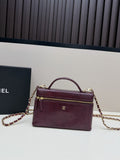 Chanel Burgundy Textured Top-Handle Chain Bag