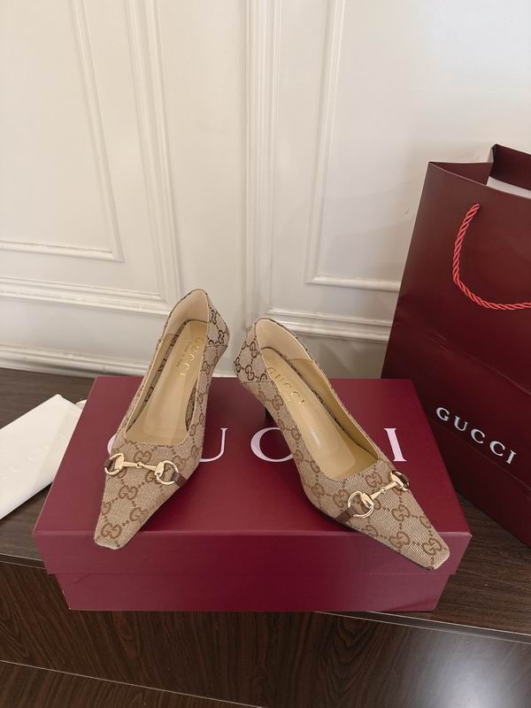 Gucci GG Canvas Horsebit Pointed-Toe Pump