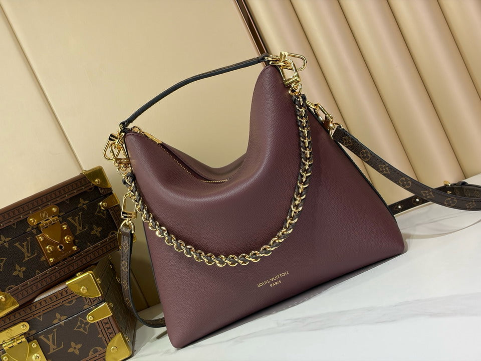 Louis Vuitton Plum Shoulder Bag with Monogram Strap & Gold Chain