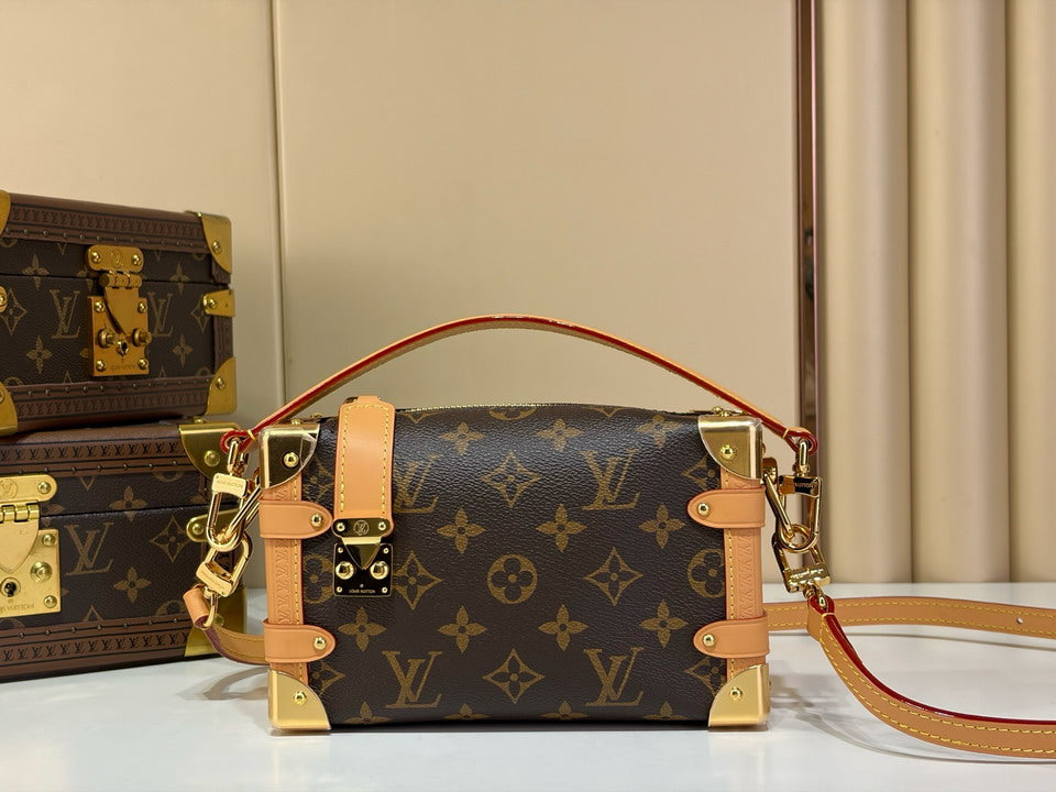 Louis Vuitton Monogram Trunk-Style Crossbody Bag with Leather Trim