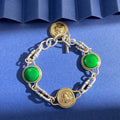 Versace Green Cabochon Medallion Bracelet