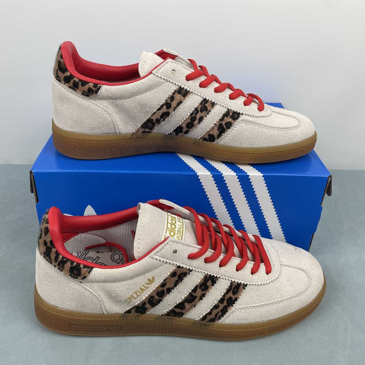 adidas Handball Spezial Shoes – Cream, Leopard Print & Red BD7622