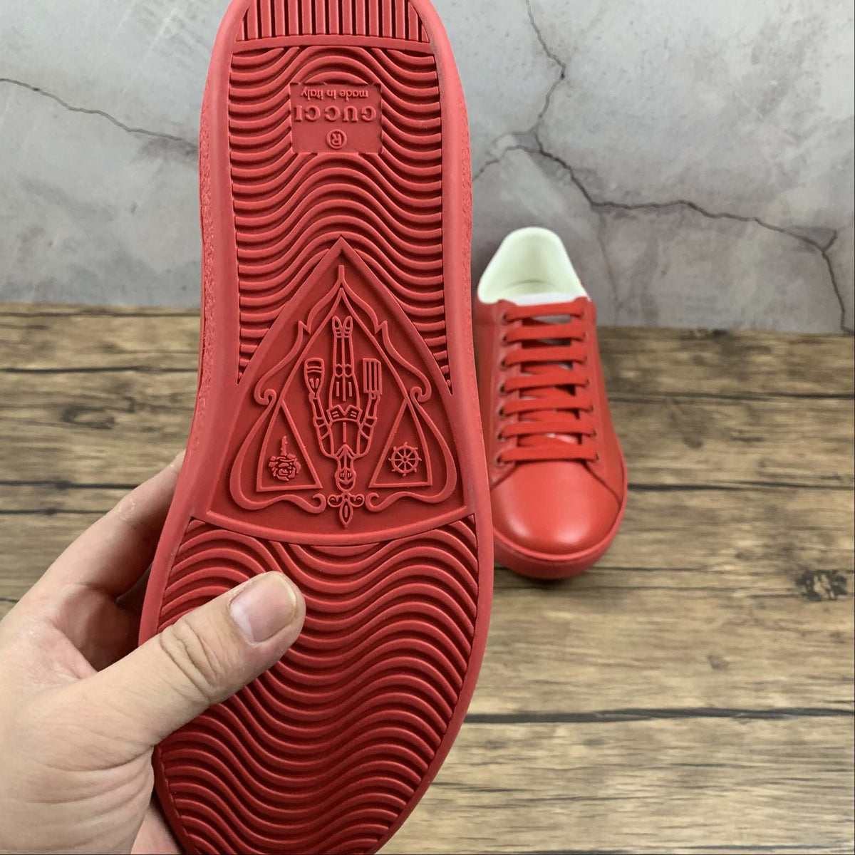 Gucci Red Low-Top Lace-Up Sneakers