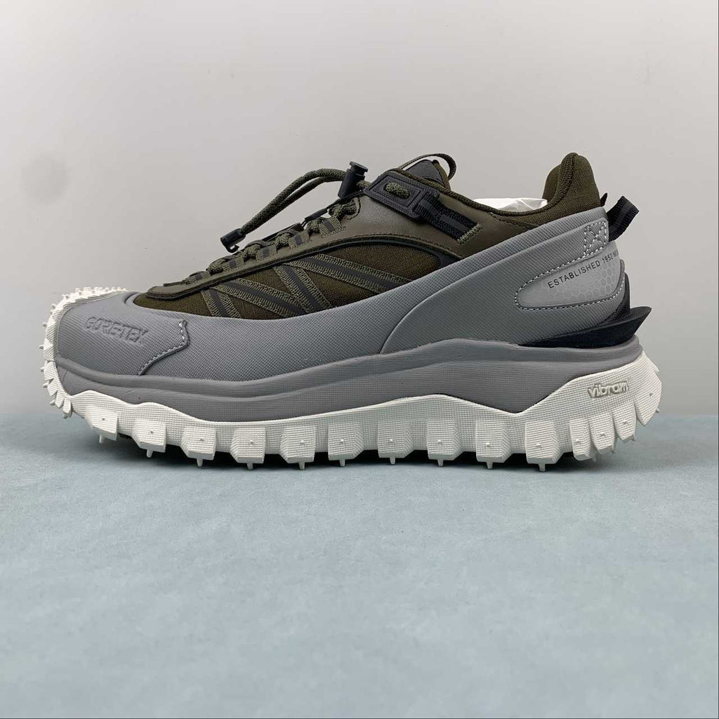 Moncler x Hoka Mafate Speed   Olive & Gray Chunky Low-Top Sneakers