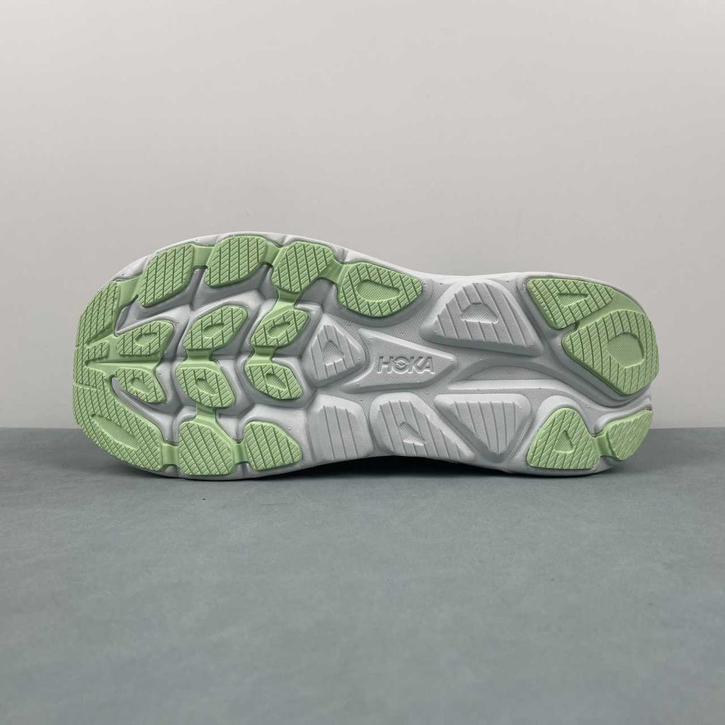 HOKA ONE ONE Clifton  Gray Sneakers with Blue & Mint Accents