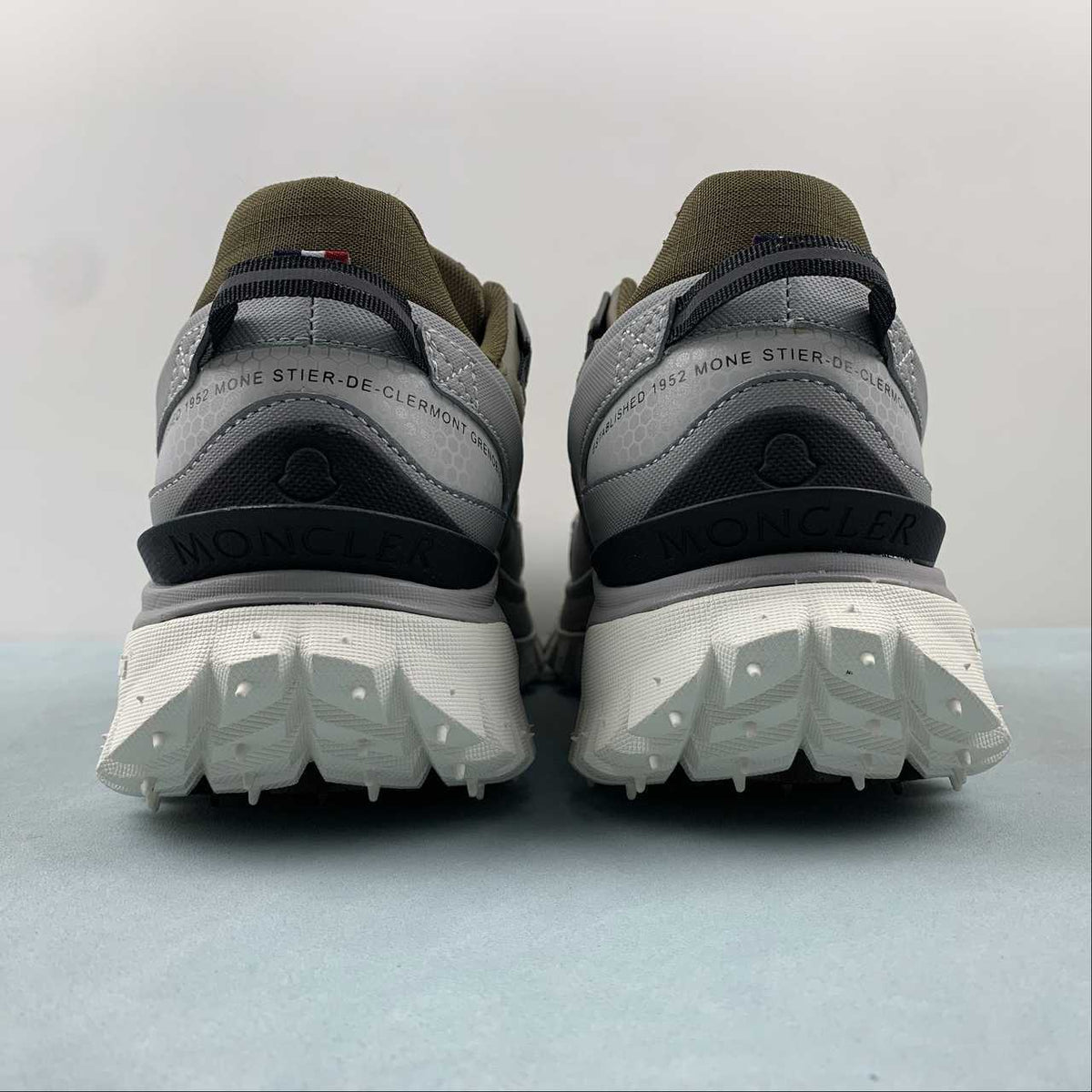 Moncler x Hoka Mafate Speed   Olive & Gray Chunky Low-Top Sneakers