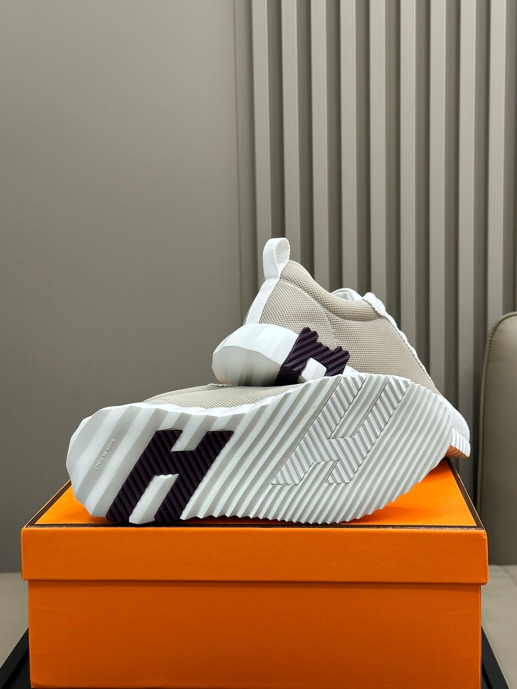 HERMES BOUNCING SNEAKERS BRIGHT GRAY CALFSKIN