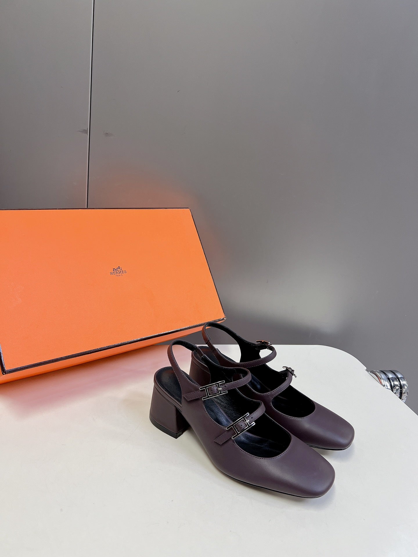 HERMES JACKIE 50 PUMP MAUVE LAMBSKIN